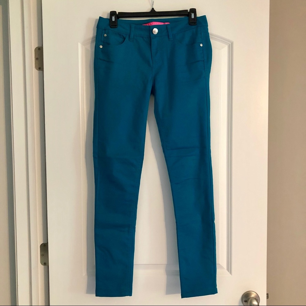 Teal Low-rise Jean Leggings